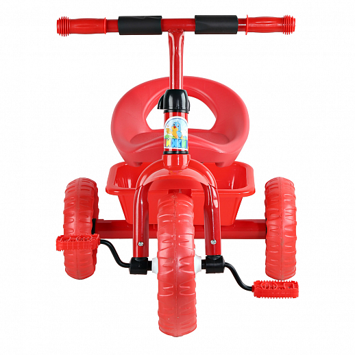 Детский трехколесный велосипед "Чижик" на пластиковых колесах 10/8. Корзинка сзади. Цвет красный в Джамбо Тойз #4