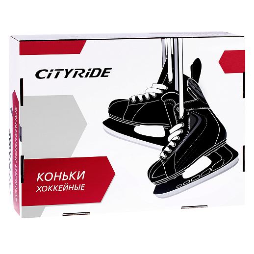 Хоккейные коньки CITYRIDE, чёрный/синий, лезвия нержавеющая сталь, материал ботинка нейлон и ПВХ кожа, в/к в Джамбо Тойз #9