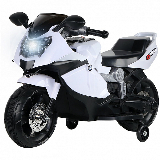 Электромотоцикл детский на аккумуляторе 6V4AH*1, 1 мотор, запуск кнопкой, свет, звук, USB вход, 80*40*53 см, Цвет - белый в Джамбо Тойз