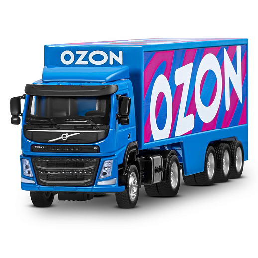 Игрушка для детей: Машинка металлическая 1:50 Volvo OZON, цвет синий, откидывается кабина, свет, звук, свободный ход колес, артикул JB1251739 в Джамбо Тойз #18