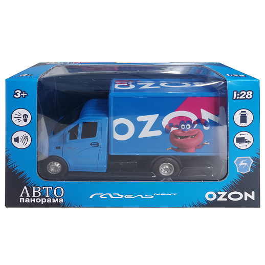 ТМ "Автопанорама" Машинка металлическая 1:28 ГАЗель NEXT OZON OZY, синий, откр. двери, задняя дверка фургона, свет, звук, инерция, в/к 24*14*12 см в Джамбо Тойз #16
