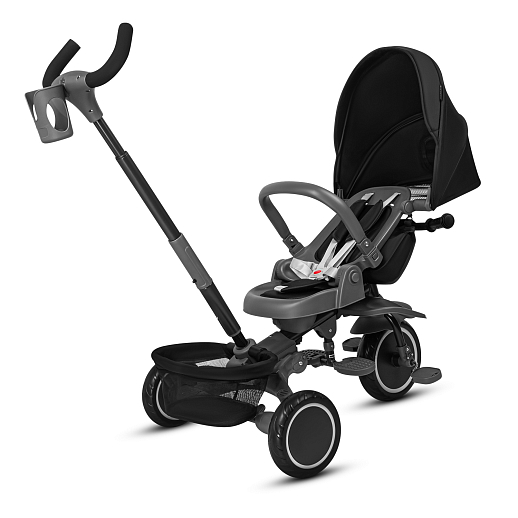 Детский 3х колесный велосипед "CITYRIDE". Сиденье поворачивается на 360°, подножки, колеса 9,5/7,5 EVA, капюшон, род. ручка,  серый в Джамбо Тойз #7