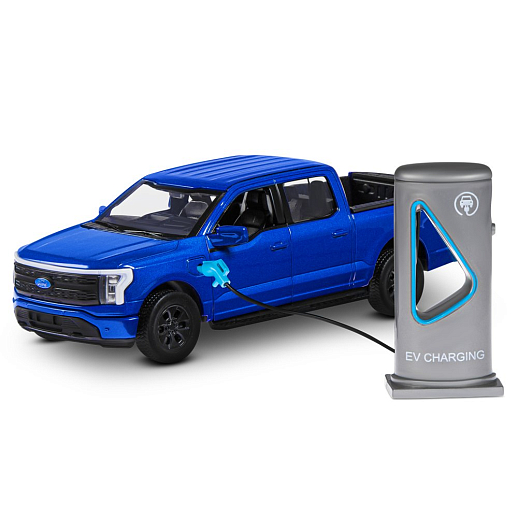 Машинка металлическая 1:36 Ford F-150 с зарядной станцией, синий, свет, звук, откр. двери и капот, инерция, в/к 20,6*9,*9 см в Джамбо Тойз #8