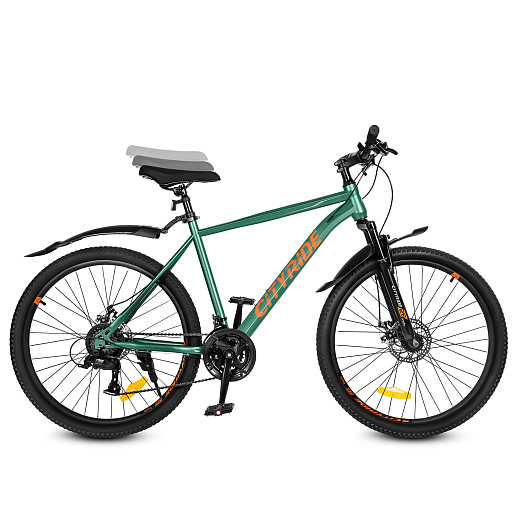 Велосипед двухколёсный CITYRIDE, модель CR-B2-SH01, рама сталь, размер колёс 26", двойные алюминиевые обода, 21 скорость, амортизационная вилка, цвет зеленый в Джамбо Тойз #4