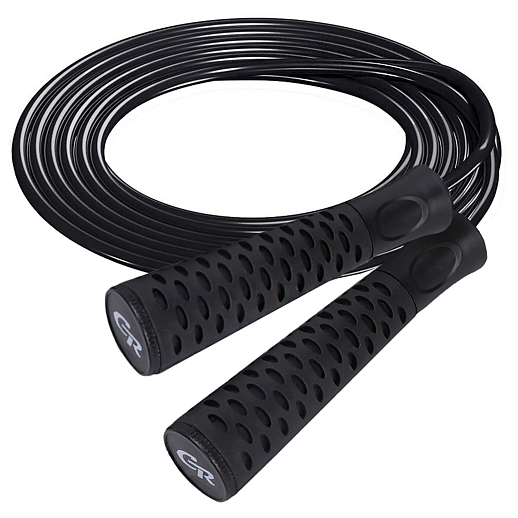 Скакалка спортивная, 3,2 м, ручка TRP+PP, веревка  PVC, c подшипником,цвет черный на блистере,  в/п в Джамбо Тойз #6