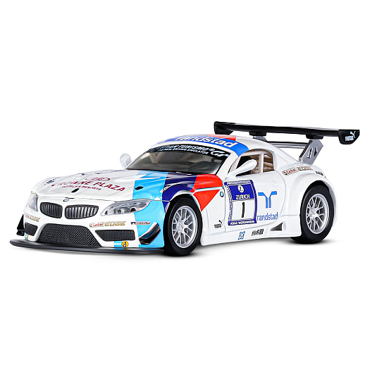 ТМ "Автопанорама" Машинка металлическая 1:32 BMW Z4 GT3, белый, свет, звук, откр. двери и капот, инерция, в/к 17,5*13,5*9 см в Джамбо Тойз #2