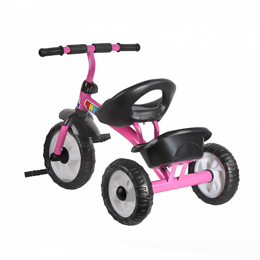 3х колесный велос. "Чижик", колеса пластик 10/8, сиденье жестк.,корзина, цвет розовый в Джамбо Тойз #2