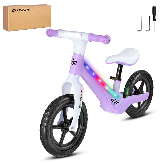 Беговел Cityride, модель CR-BB-07, рама пластик, колеса PU 12", свет, цвет сиреневый в Джамбо Тойз