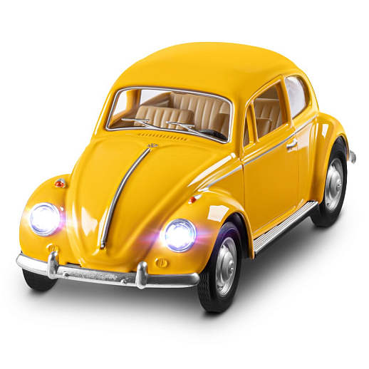 ТМ "Автопанорама" Машинка металлическая, 1:28 Volkswagen Classical Beetle 1967, желтый, откр. двери и багажник, свет, звук, инерция, в/к 17,5*12,5*6,5 см в Джамбо Тойз #6