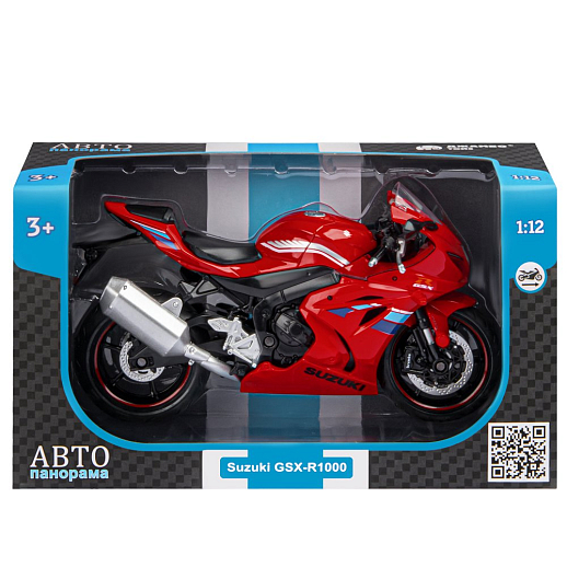 ТМ "Автопанорама" Мотоцикл металл. 1:12 SUZUKI GSX-R1000, красный, свободный ход колес, в/к 7,1 х 11,7 х 20,6 см в Джамбо Тойз #5