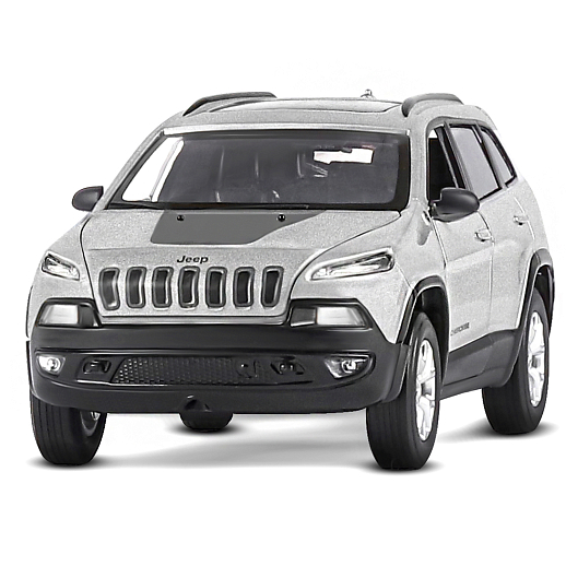 ТМ "Автопанорама" Машинка металл. 1:32 Jeep  Cherokee, серебряный, инерция, свет, звук, откр. двери и багажник, в/к 17,5*13,5*9 см в Джамбо Тойз #4
