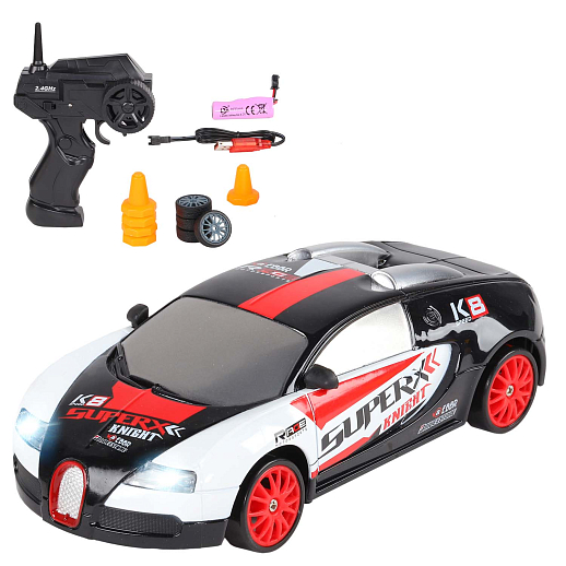Машинка скоростная для дрифта на радиоуправлении AUTODRIVE, 1:24 2.4G, 4WD, 4 канала: вперед/назад, повороты, сменные шины, свет, с зарядкой, цвет красный, в/к 24,1х10,3х23,7 см в Джамбо Тойз #3