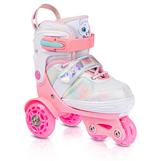 Набор роликов-квадов CITYRIDE, с принтом кошки, шлем, комплект защиты, сумка, колёса PU, текстильный мысок, подшипники ABEC7, розовый-белый, в/к 5сл гофорокартон в Джамбо Тойз #15