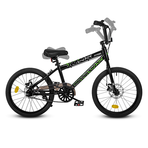 Велосипед двухколёсный CITYRIDE, модель CR-B2-14F7, рама сталь, колеса 20", дисковые тормоза, цвет чёрный-зелёный в Джамбо Тойз #13