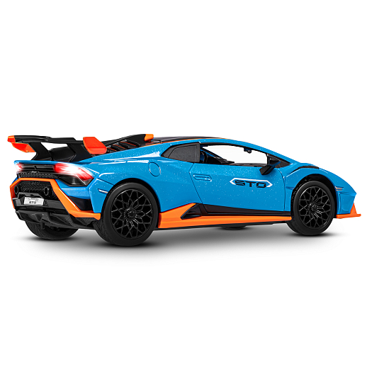 ТМ "Автопанорама" Машинка металлическая, 1:32 Lamborghini STO, голубой, принт, откр. двери и багажник, свет, звук, инерция, в/к 17,5*12,5*6,5 см в Джамбо Тойз #12