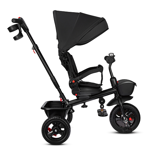 Детский 3хкол. велосипед ”CITYRIDE“ Рама сталь, колясочная крыша, ручка управления с подстаканником, корзина. Колеса EVA 10/8, подножки-педали. Бампер безопасности. Тормоз на задних колесах. Черный в Джамбо Тойз #6