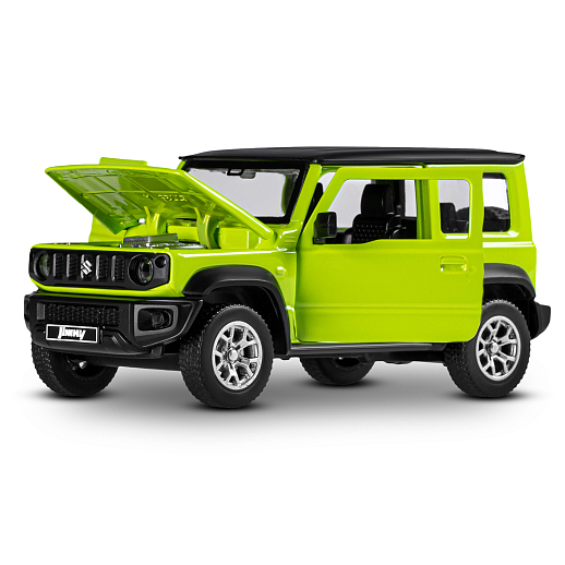 Машинка металлическая 1:32 Suzuki Jimny 2018, зеленый, тюнинг, откр. двери, свободный ход колес, в/к 23,5*10*4 см в Джамбо Тойз #7