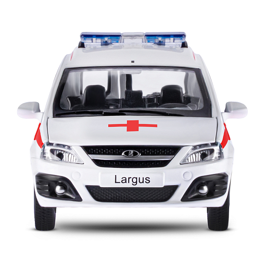 Машинка металлическая Автопанорама, инерционная, коллекционная модель LADA LARGUS, масштаб 1:24, "Скорая помощь", свет, звук, открываются 4 двери, капот, багажник, белый, в/к 24,5*12,5*10,5 см в Джамбо Тойз #10