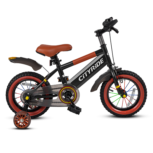 Велосипед двухколёсный CITYRIDE, модель CR-B2-07F52, колеса 12", рама сталь, колеса сталь, балансирные колеса со светом, маячок в заднем крыле, цвет чёрный в Джамбо Тойз #9