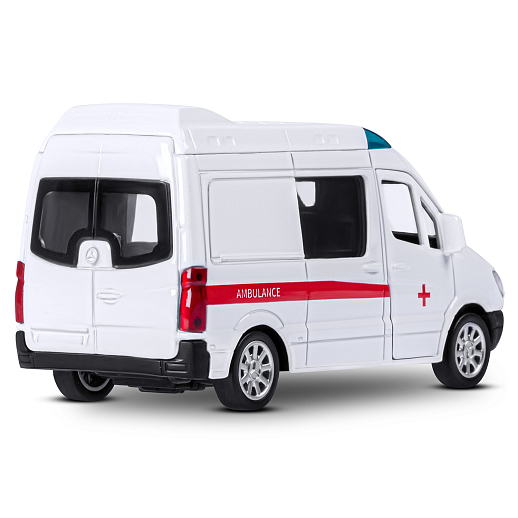 ТМ "Автопанорама" Машинка металлическая 1:53 Mercedes-Benz Sprinter, скорая помощь, откр. двери, инерция, в/к 17,5*12,5*6,5 см в Джамбо Тойз #6