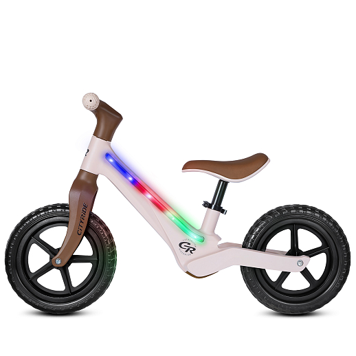 Беговел Cityride, модель CR-BB-07, рама пластик, колеса PU 12", свет, цвет бежевый-коричневый в Джамбо Тойз #6