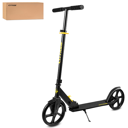 2хкол. самокат CITYRIDE, сталь 100%, грипсы 135мм TPR, колеса PU 200/200 мм. Черный в Джамбо Тойз