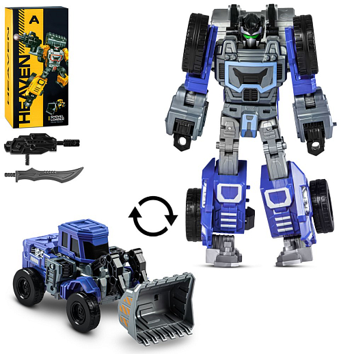 Робот-трансформер,трансформация в грейдер,серия 6в1(6 видов транспорта собираются в большого робота), цв.синий, в/к 22,6*10,8*11,7см в Джамбо Тойз