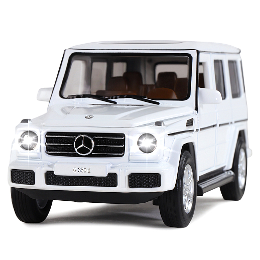ТМ "Автопанорама" Машинка металлическая 1:32 Mercedes-Benz G350d, белый, откр. капот, передние и задняя двери, свет, звук, инерция, в/к 17,5*13,5*9 см в Джамбо Тойз #2