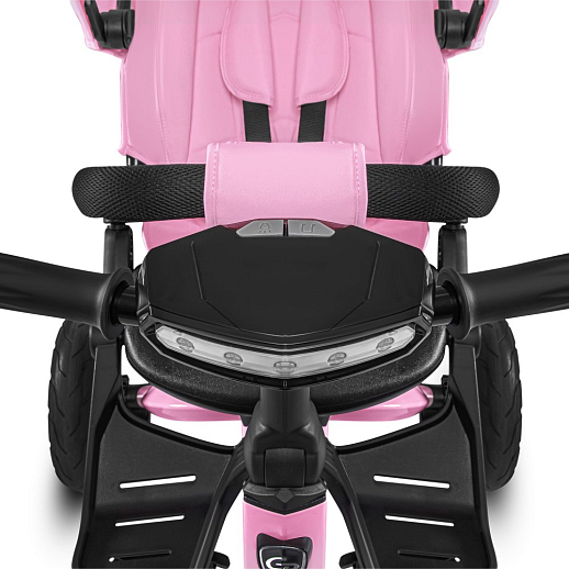 Детский трехколесный велосипед "CITYRIDE LUNAR 2.0". Пятиугольная рама, сиденье 360, складная крыша D600, подножки, надув.колеса 12/10, багажник, сумочка, фара. Цвет розовый в Джамбо Тойз #6