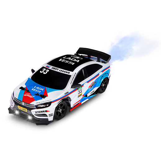 AUTODRIVE Р/У Машина для дрифта LADA Vesta с паром,1:16,2.4GHz,4WD,запасн.колеса 4шт.,свет,с аккум,в/к 31*15*15см в Джамбо Тойз #2