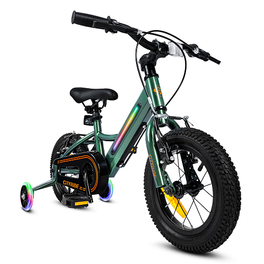 Велосипед двухколесный CITYRIDE, модель CR-B2-11FU, рама сталь, колеса алюминий 12", v-brake тормоза, встроенная в раму подсветка, балансирные колёса, цвет зеленый в Джамбо Тойз #2