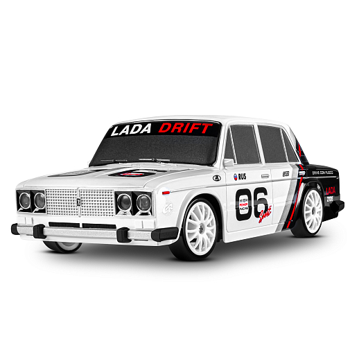 AUTODRIVE Р/У Машина для дрифта LADA 2106,М1:24,2.4GHz,4WD,свет фар,4 доп.колеса,конусы,с аккум.,цв. белый/серебро/черн.,в/к 20,5*13*13см в Джамбо Тойз #4