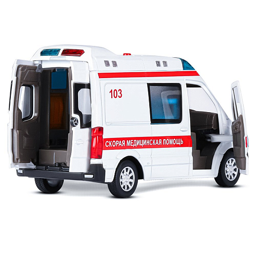 ТМ "Автопанорама" Машинка металлическая 1:32 Mercedes Sprinter "Скорая помощь", белый, откр. передние, боковая и задние двери, свет, звук, инерция, в/к 17,5*13,5*9 см в Джамбо Тойз #16