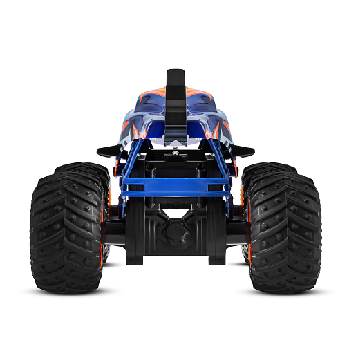 Р/у Монстр-трак Акула, перевертыш, 1:16, 4WD, 3D подсветка корпуса, гироскоп: может ездить на двух колесах, звук.эффекты, цвет голубой с оранжевым, с аккум., в/к 24*20*26 см в Джамбо Тойз #7