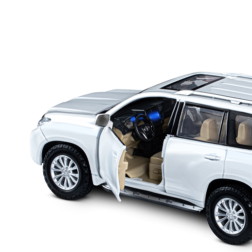 ТМ "Автопанорама" Машинка металлическая, 1:24,  Land Cruiser Prado, белый, открываются двери, капот и багажник, свободный ход колес, световые и звуковые эффекты, в/к 24,5х12,5х10,5 см в Джамбо Тойз #14
