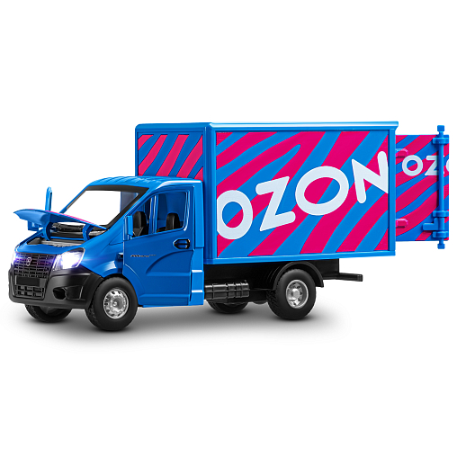 ТМ "Автопанорама" Машинка металлическая 1:28 ГАЗель NEXT OZON, синий, откр. двери, задняя дверка фургона, свет, звук, инерция, в/к 24*14*12 см в Джамбо Тойз #8