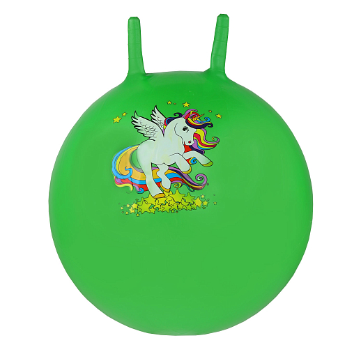 Мяч-прыгун детский, 55CM с рожками,  1 цвет, 450 г, ПВХ Зеленый. Единорог микс в Джамбо Тойз