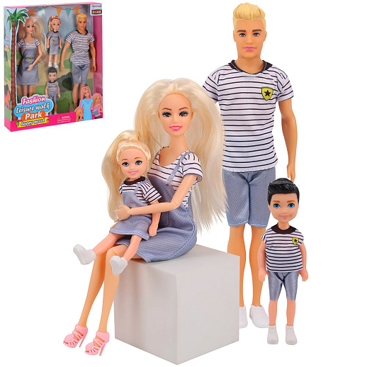 Игровой набор кукол "Семья (мама, папа, 2 детей)", стиль family look, с шарнирными руками, в/к 28*6*33 см в Джамбо Тойз