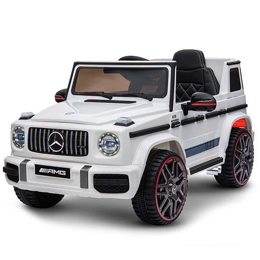 Электромобиль Mercedes Benz AMG на аккум.,12V/4.5AH*1, 380*2, Р/У 2.4GHz, свет, звук, сиденье эко-кожа, колеса EVA,откр.двери,индик.зарядки, MP3, плавн.старт, в/к 105*55*33см. Цвет - белый. в Джамбо Тойз #5