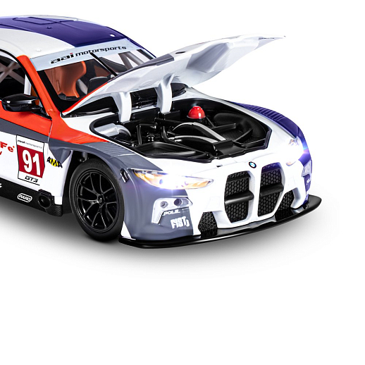 ТМ "Автопанорама" Машинка металлическая, 1:24 BMW M4 GT3, голубой, откр. двери и капот, свет, звук, свободный ход колес, в/к 24,5х12,5х10,5 см в Джамбо Тойз #20