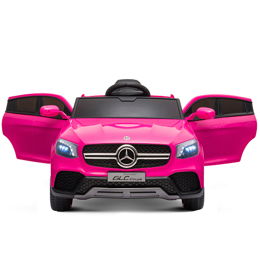 Электромобиль Mercedes Benz GLC Coupe на аккум.,12V/4.5AH*1, 380*2, Р/У 2.4GHz, свет, звук, сиденье эко-кожа, колеса EVA, откр.двери,MP3, плавн.старт, в/к 108*56,5*36,5. Цвет - розовый. в Джамбо Тойз #3