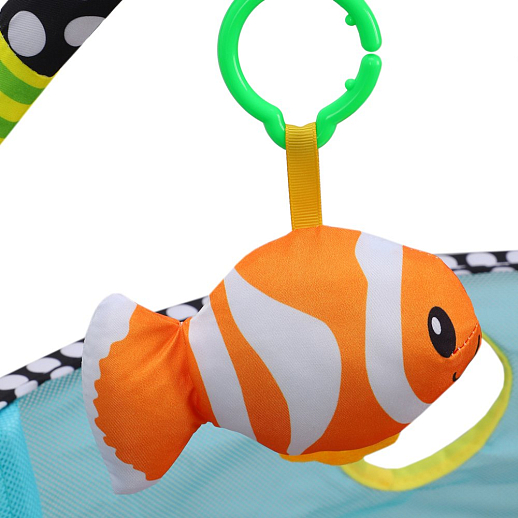 Детский развивающий коврик "Черепаха", высокие бортики, мягкие дуги и подвески, 12 шариков в комплекте,  46*11*43 см в Джамбо Тойз #9