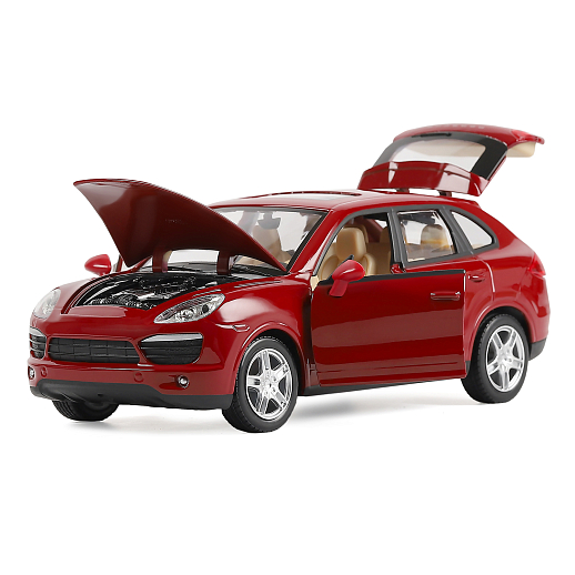 ТМ "Автопанорама"  Машинка металл. 1:24 Porsche Cayenne S, бордовый, свободный ход колес, откр. двери, капот и багажник, в/к 24,5*12,5*10,5 см в Джамбо Тойз #5