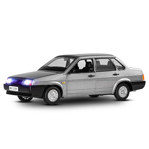Машинка металлическая Автопанорама, коллекционная модель ВАЗ 21099, масштаб 1:22, свет, звук, открываются двери, капот и багажник, серый перламутр, в/к 24,5*12,5*10,5 см в Джамбо Тойз
