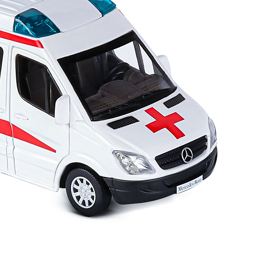 ТМ "Автопанорама" Машинка металлическая 1:32 Mercedes Sprinter "Скорая помощь", белый, откр. передние, боковая и задние двери, свет, звук, инерция, в/к 17,5*13,5*9 см в Джамбо Тойз #19