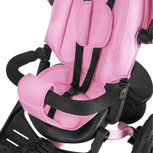 Детский трехколесный велосипед "CITYRIDE LUNAR 2.0". Пятиугольная рама, сиденье 360, складная крыша D600, подножки, надув.колеса 12/10, багажник, сумочка, фара. Цвет розовый в Джамбо Тойз #10