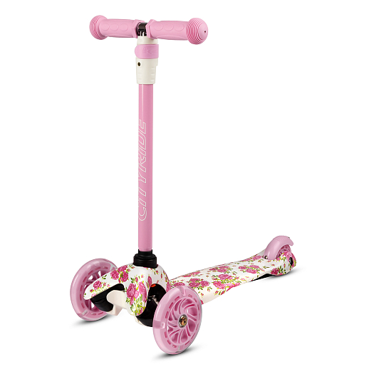 Самокат трехколесный CITY-RIDE (пакет). Руль телеск.: алюминий с резин.рукояткой. Дека: PP+нейлон гидрографика, размеры 51*11 см. Колеса: 120/76 PU со светом. Подшипник: Аbec-5. Максимальная нагрузка: 35кг. Возраст: от 3 лет. в Джамбо Тойз #9