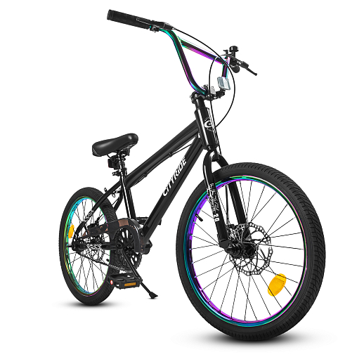 Велосипед двухколёсный CITYRIDE, модель CR-B2-14F7, рама сталь, колеса 20", дисковые тормоза, цвет чёрный в Джамбо Тойз #12