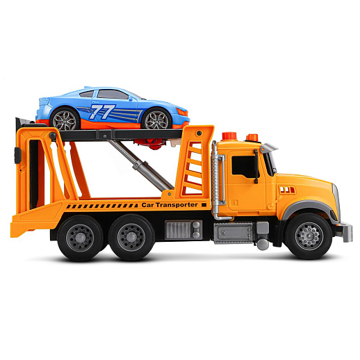 AUTODRIVE Фрикционный Автовоз с машинкой,помповый механизм,звук,свет,на бат.,в/к 41,5*14*21см в Джамбо Тойз #20