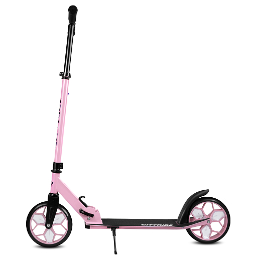 2хкол. самокат CITYRIDE 200, сталь 100%, грипсы 135мм TPR, колеса PU 200/200 мм. Сщ светом  Розовый в Джамбо Тойз #9